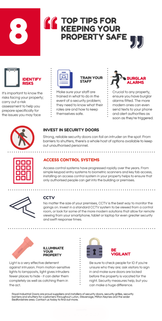 Royal Industrial Doors Infographic for Top Tips for keeping your property safe V2